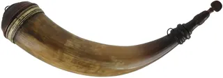 Powder Horn, 
17", turned screw tip,
turned base, used, by Art DeCamp